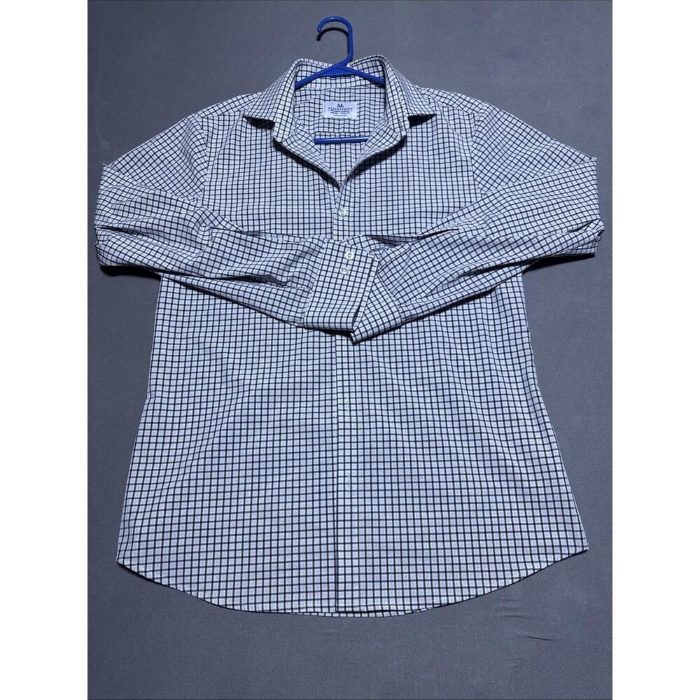 Mizzen + Main Shirt Men's Medium Plaid Trim FIt Performance Stretch